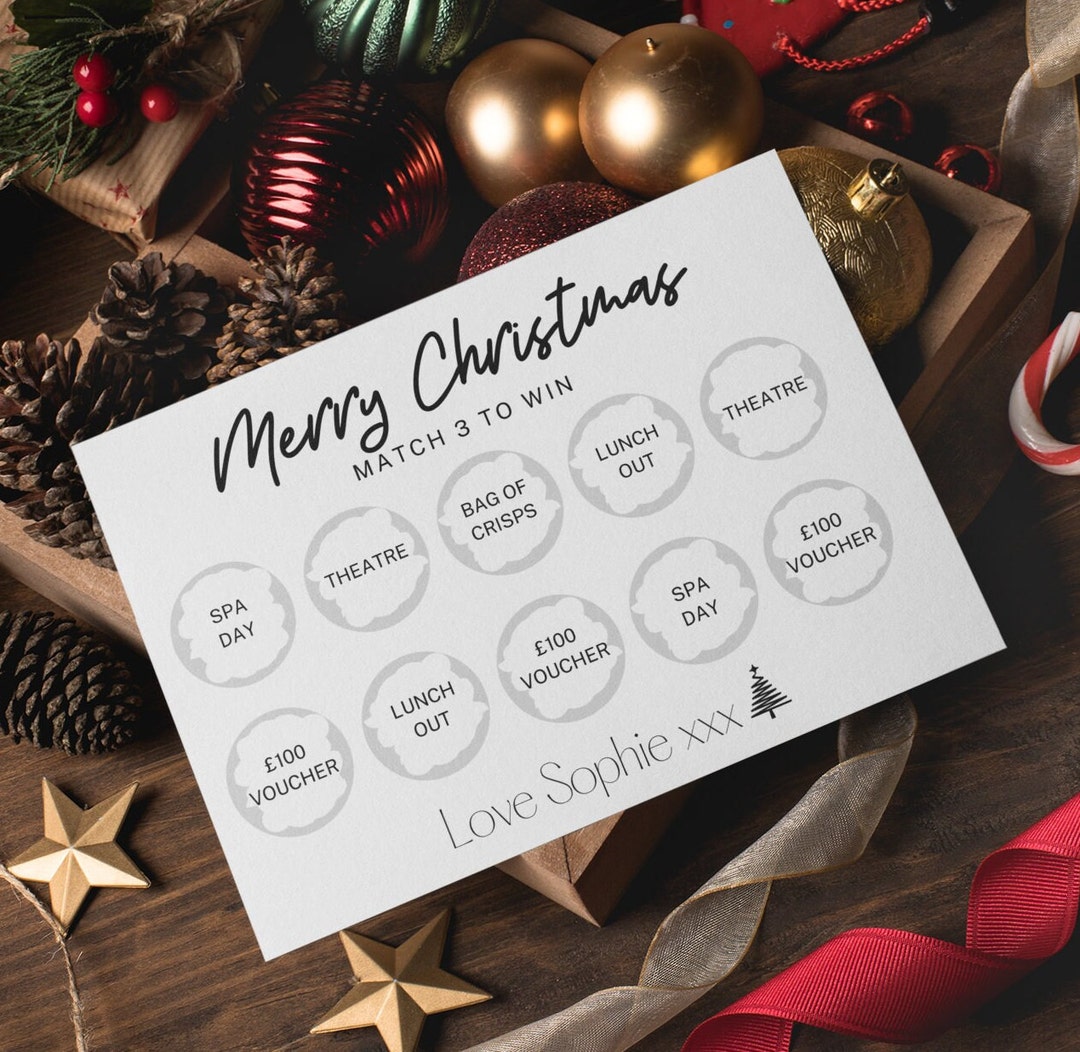Christmas Scratch to Win Card Xmas Scratch Card Match 3 to Etsy UK