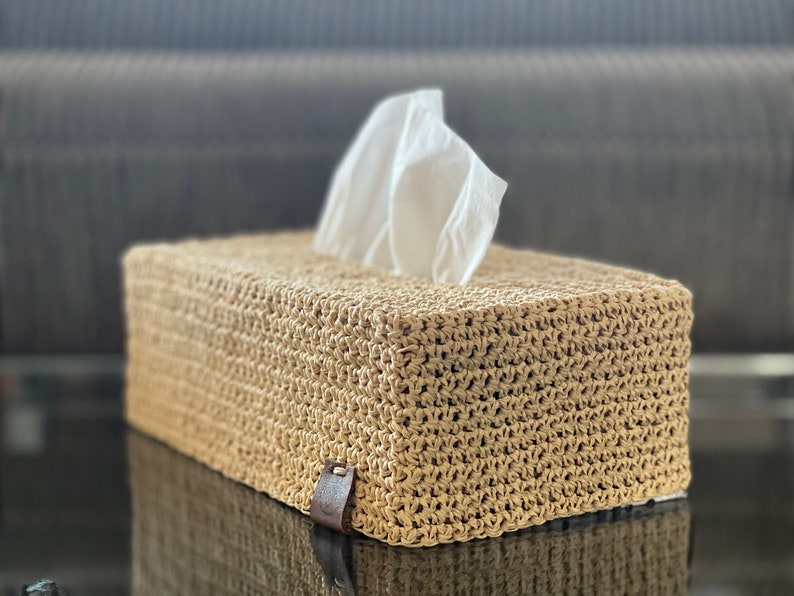 Crochet Raffia Tissue Box Cover Etsy