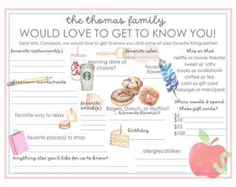 Teacher Favorite Things Survey
