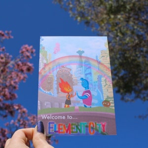 Pixar's Elemental inspiriert Postkarte - Kunst Illustration Druck