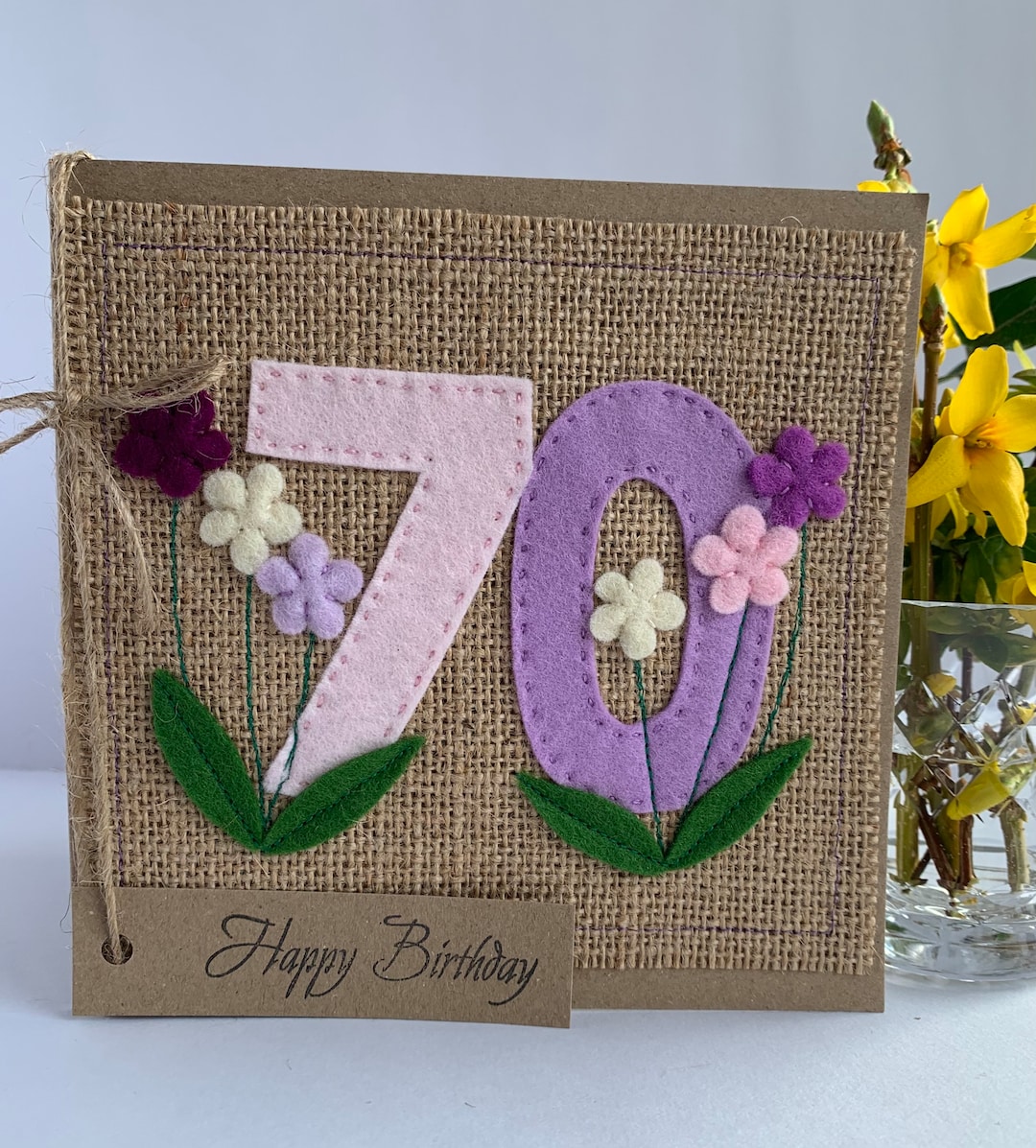 Handmade 70th Birthday Card With Lilac and Pale Pink Decoration From ...