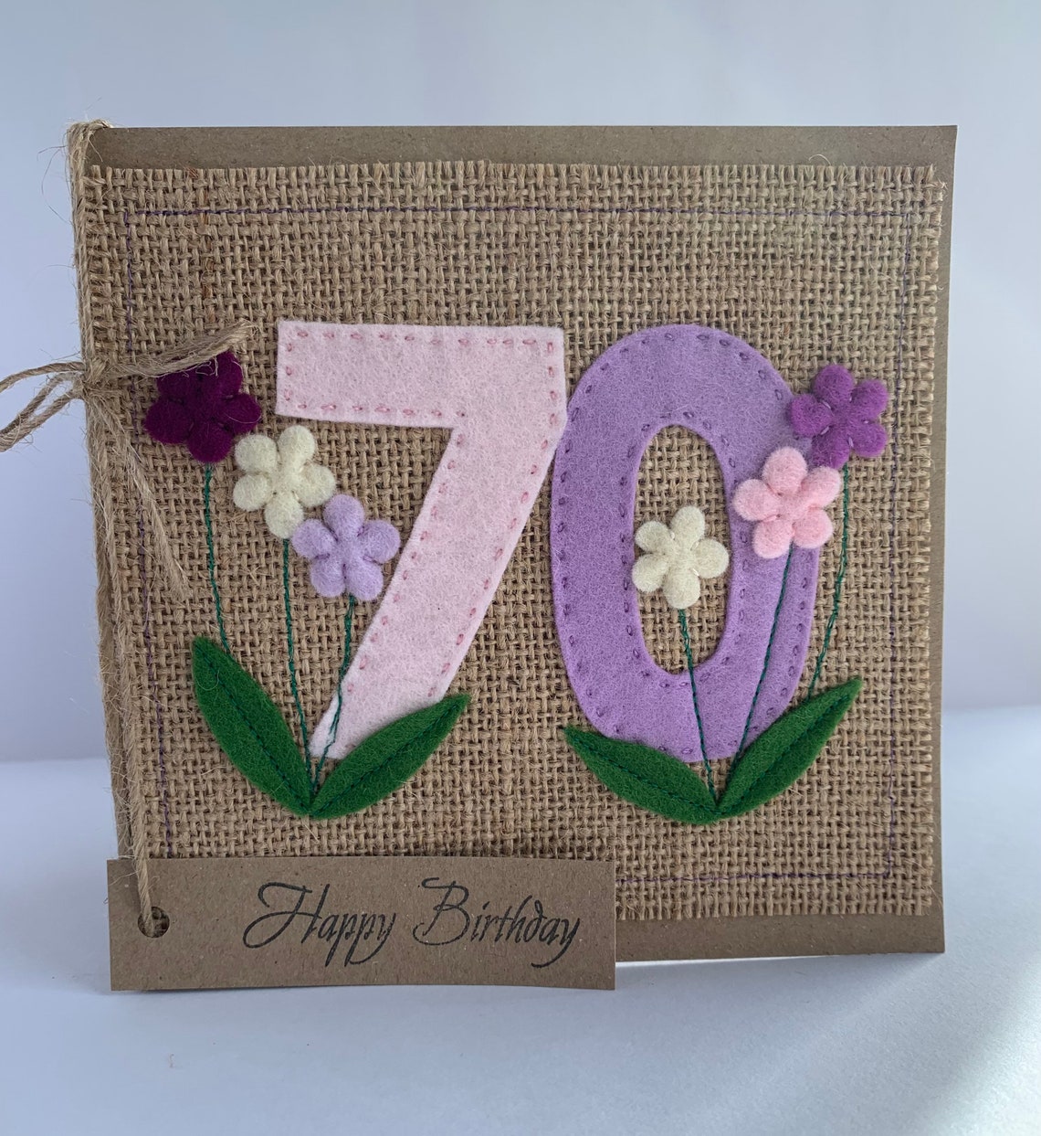 Handmade 70th Birthday Card With Lilac and Pale Pink Decoration From ...