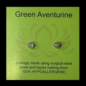 4mm Green Aventurine Mini Cabochon Post Earrings/Hypoallergenic