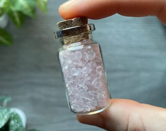 Mini Jar of Rose Quartz Gemstone Crystals