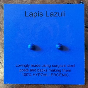 4mm Lapis Lazuli Mini Cabochon Post Earrings/Hypoallergenic