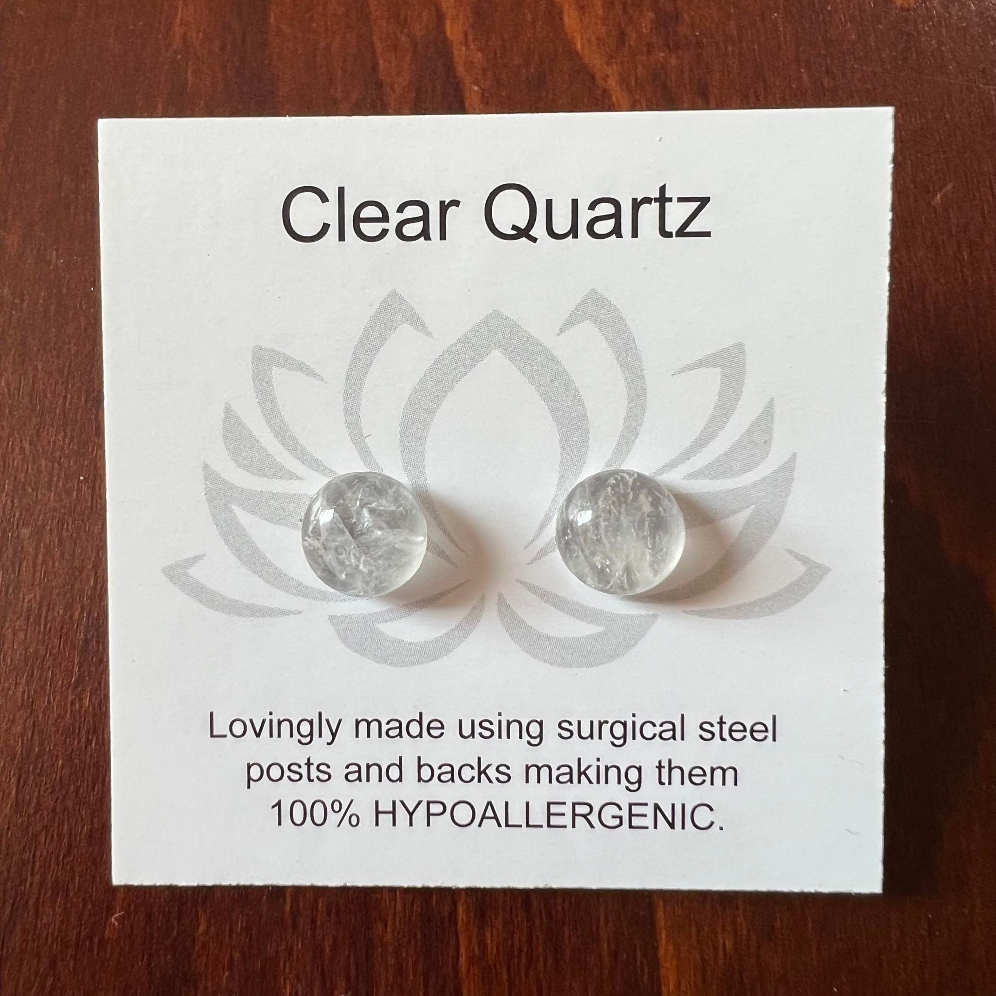 Clear Quartz Earrings, Stud Earrings, Wire Wrapped Jewelry, Wire