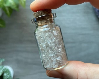Mini Jar of Clear Quartz Gemstone Crystals