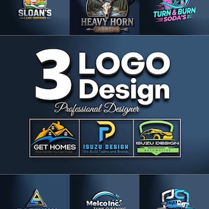 3 professionelle Logo-Designs, individuelles Business Branding, minimaler flacher Stil