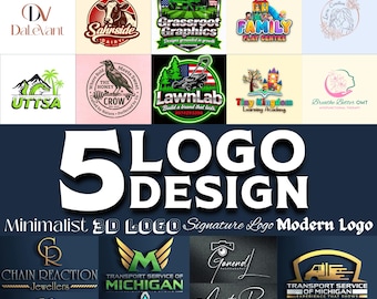 May include: A collection of 20 logos with various designs. The logos include text such as "The Alley", "Green Taxes", "Family Play Centre", and "LawnLab". The logos are for different businesses and services.