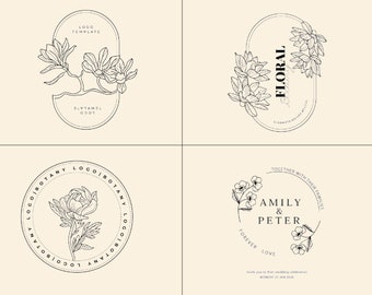 Custom Hand-Drawn Floral Logo Design, Minimalist Business Branding