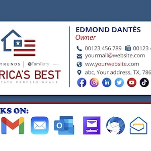 Firma e-mail personalizzata HTML, Firma e-mail, Agente immobiliare, Firma e-mail cliccabile, Gmail, Moderno, Professionale, Immobiliare, Link cliccabile