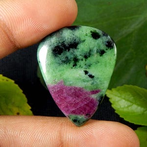 Natural Ruby Zoisite Gemstone | Flat Back Ruby Zoisite Cabochon For Pendant Making | 32x25x4