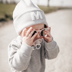 Beanie, Hipster Mütze, Baby, Kinder , Rib, Ripp, Initialen, Babymütze, Kindermütze, Baby Beanie, Jersey, Fleece, personalisiert, Teddy