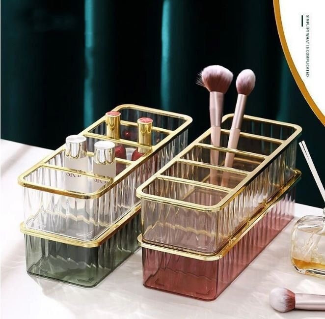 Mobilevision Bamboo Makeup Organizer Cosmetics Caddy Holder for Lipsticks Nail Polish Palettes Concealer Brushes Perfumes Lotions and Other Toiletries