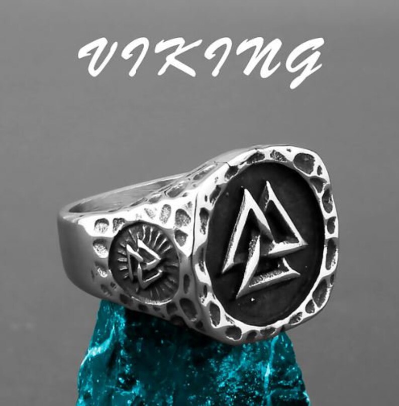 Mens Silver Rings Stainless Steel Viking Norse Style Etsy