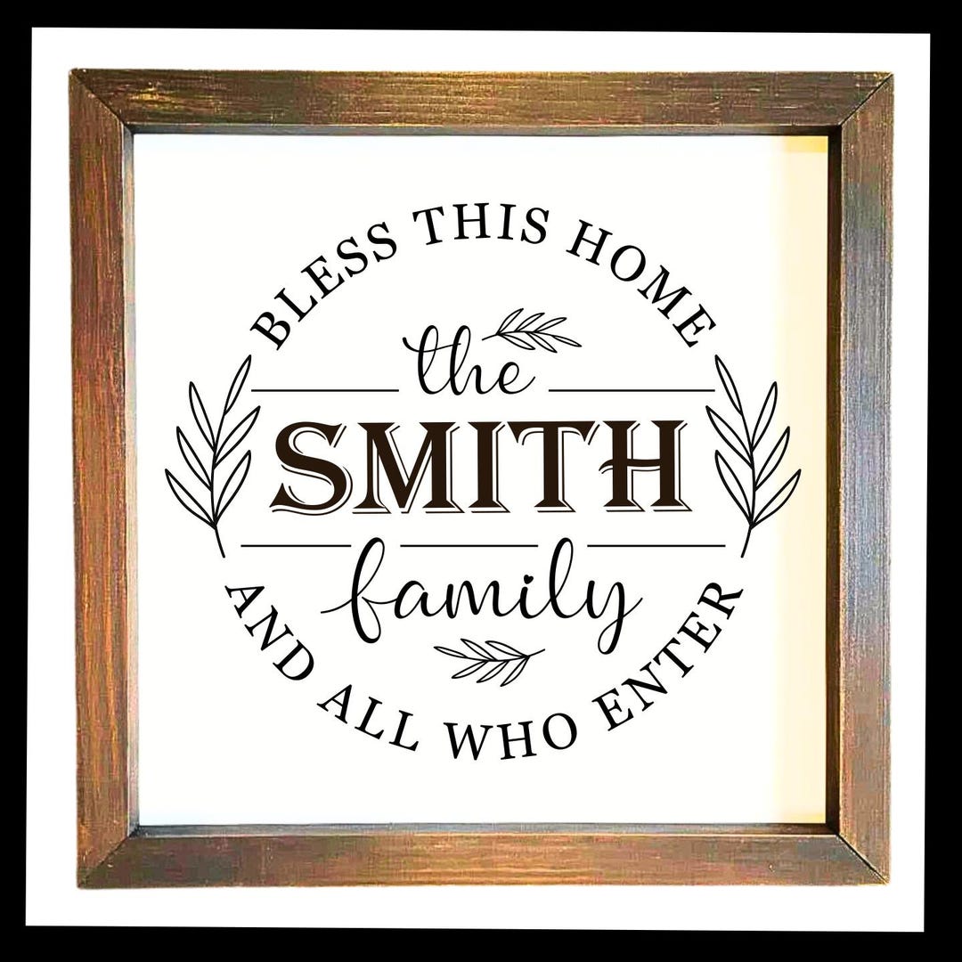 Customizable Wooden HOME Wall Decor – Set of 4 Frames With Personalized ...