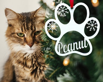 Personalized Paw Pet Christmas Ornament | Cat Ornament | Dog Ornament | Christmas Tree Ornament
