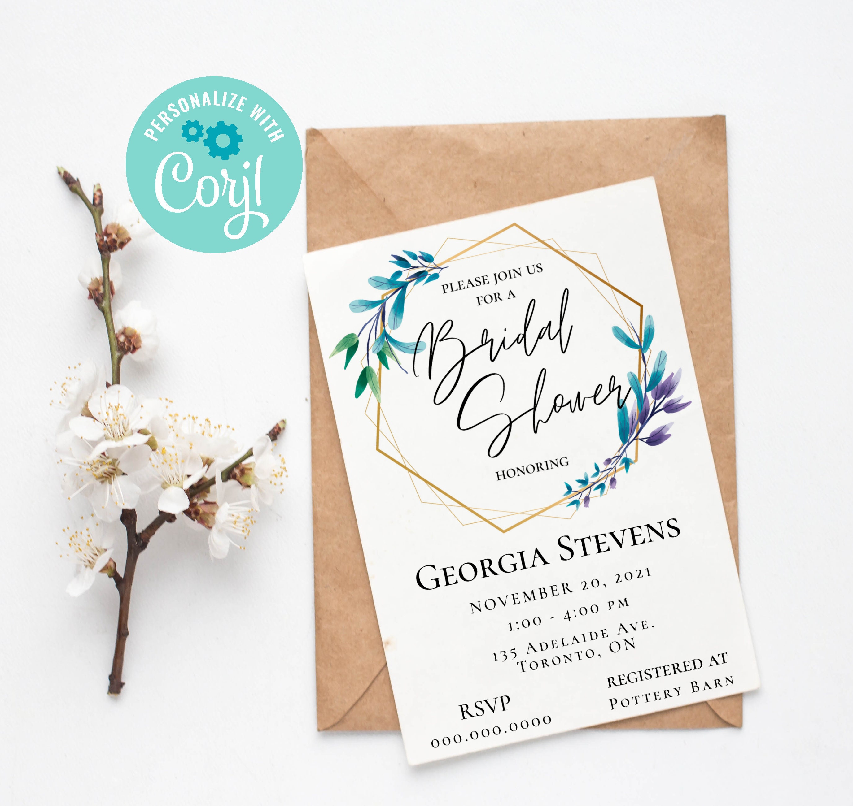 Printable Bridal Shower Invitation, Editable Bridal Shower Invitation ...