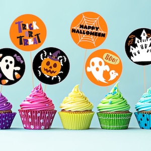 Halloween Cupcake Toppers - Halloween Party Decorations, Ghost Cupcake Toppers, Halloween Party Decor, Halloween Party Supplies