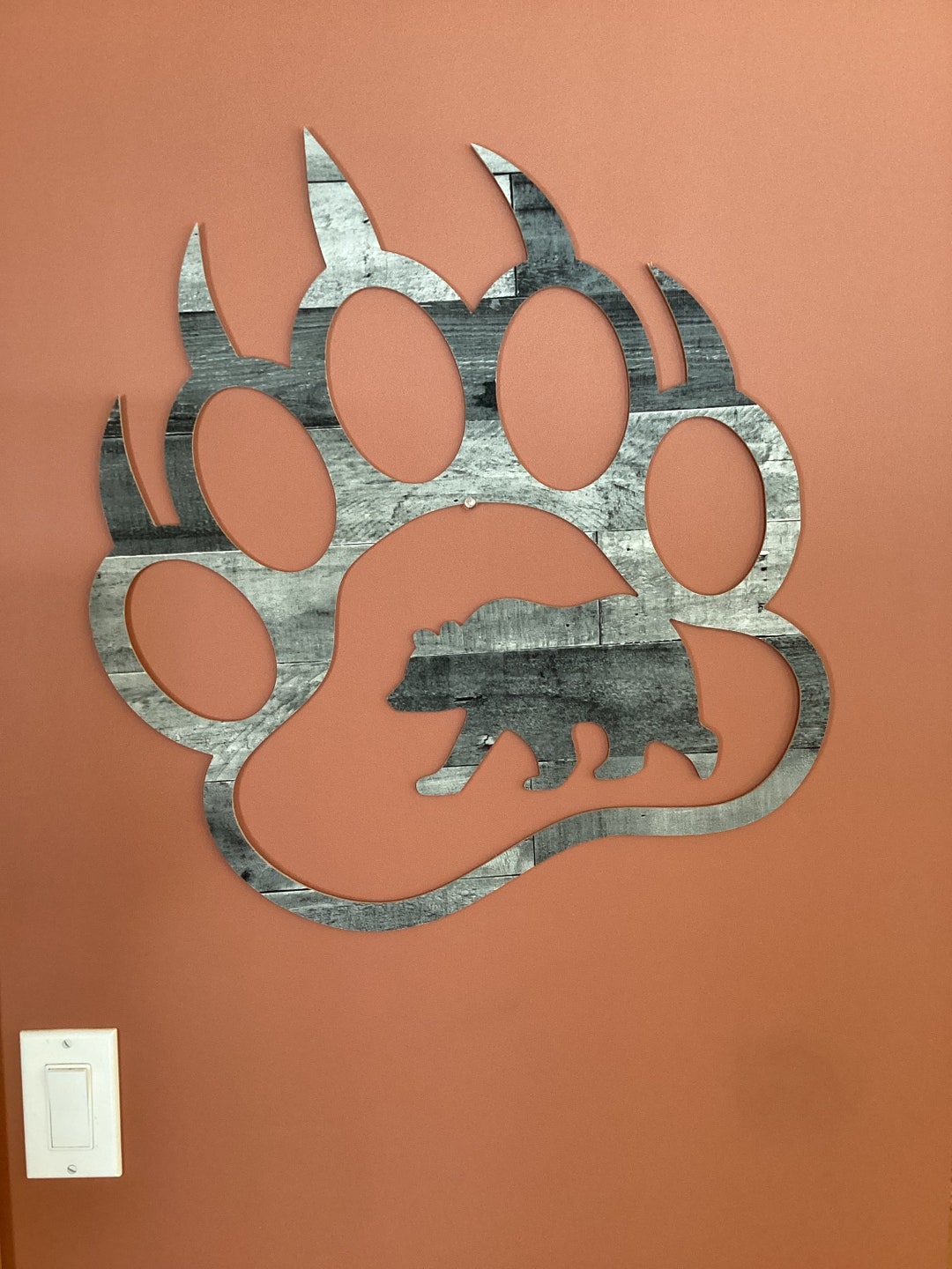 Bear Paw Wall Art Bear Paw Cutout Barn Board MDF Bear Etsy
