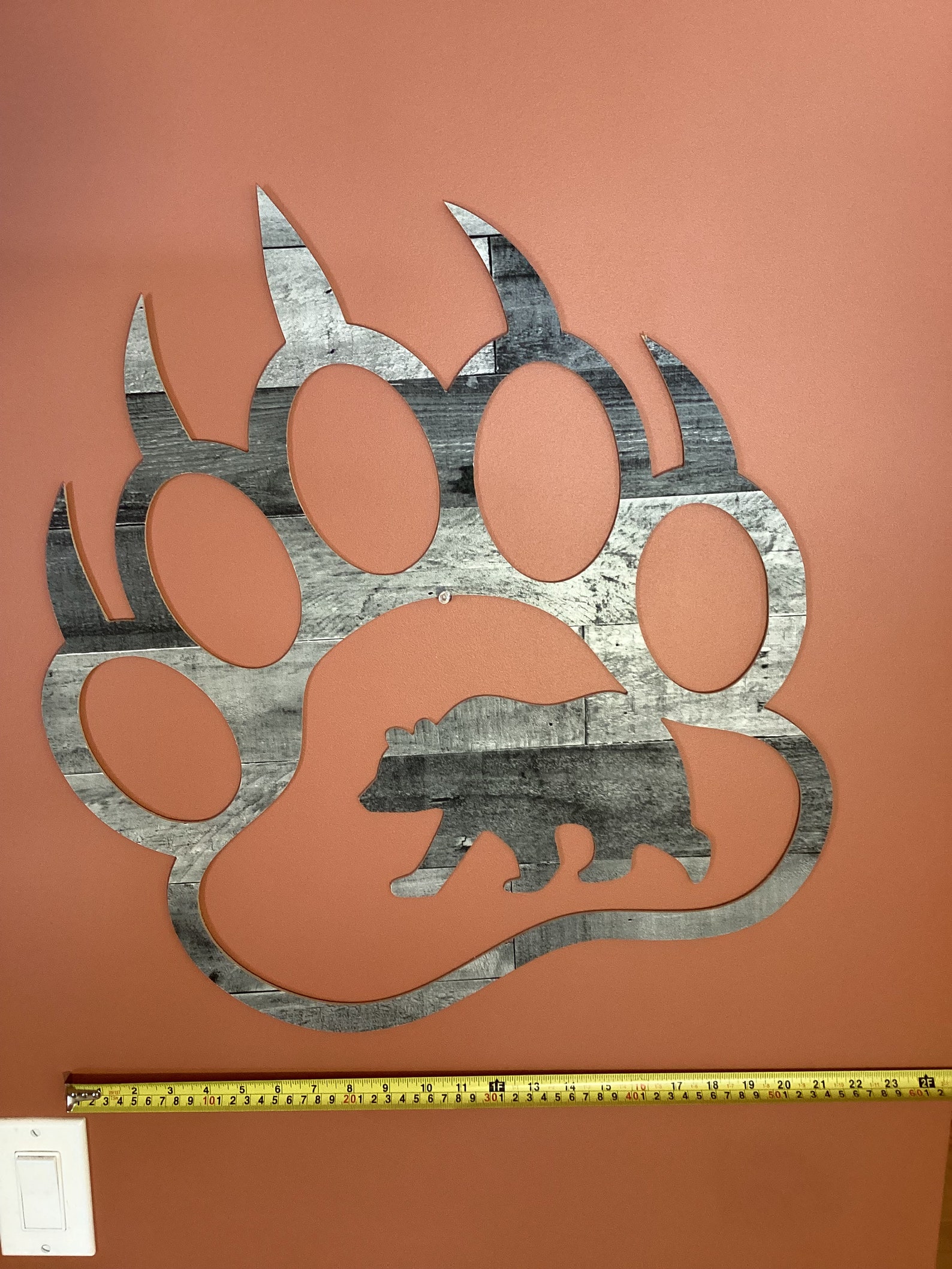 Bear Paw Wall Art Bear Paw Cutout Barn Board MDF Bear Etsy