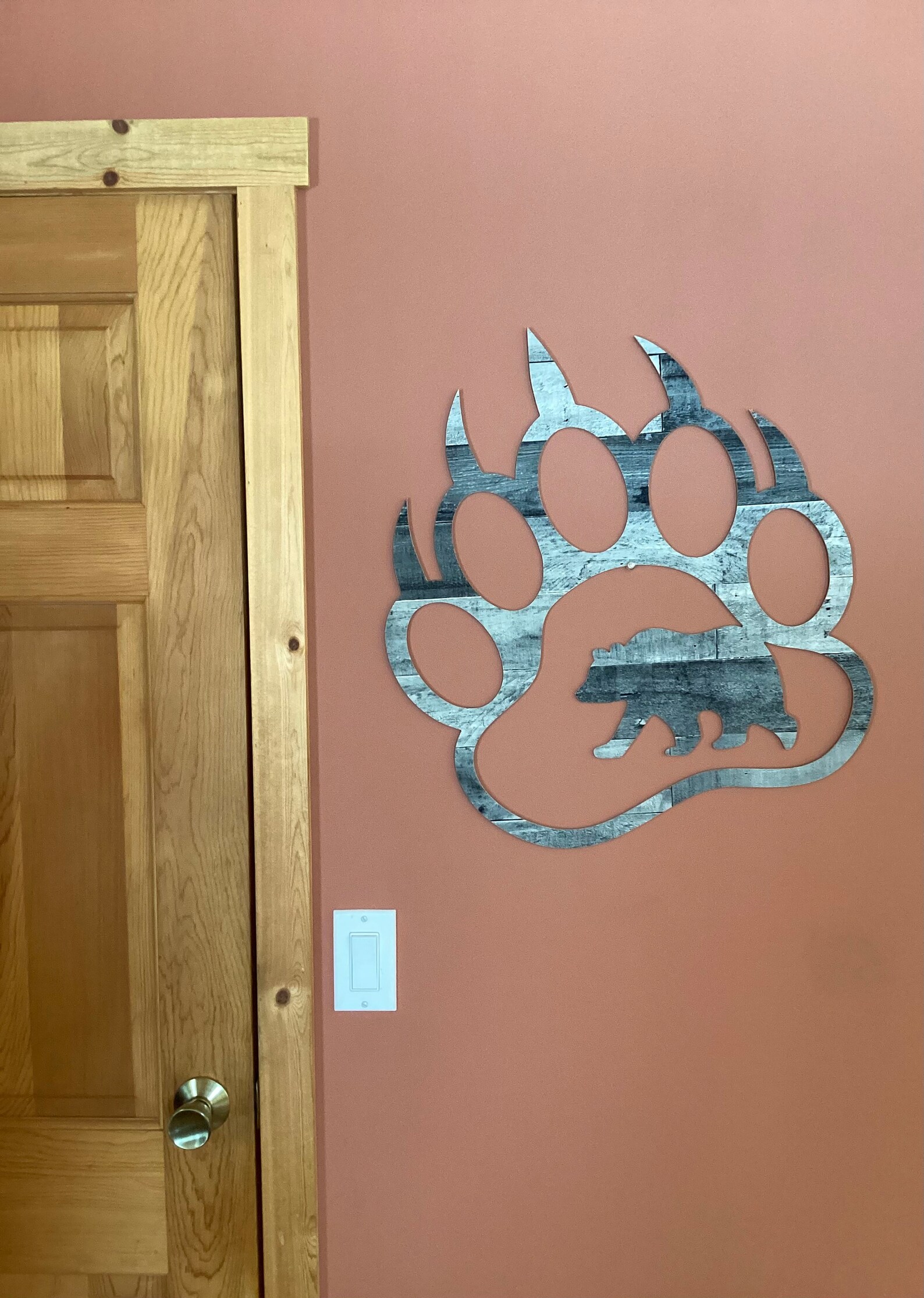 Bear Paw Wall Art Bear Paw Cutout Barn Board MDF Bear Etsy