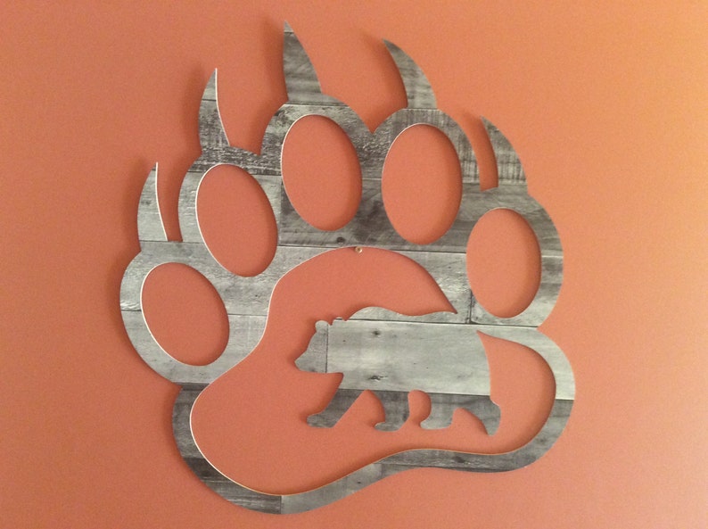 Bear Paw Wall Art Bear Paw Cutout Barn Board MDF Bear Etsy
