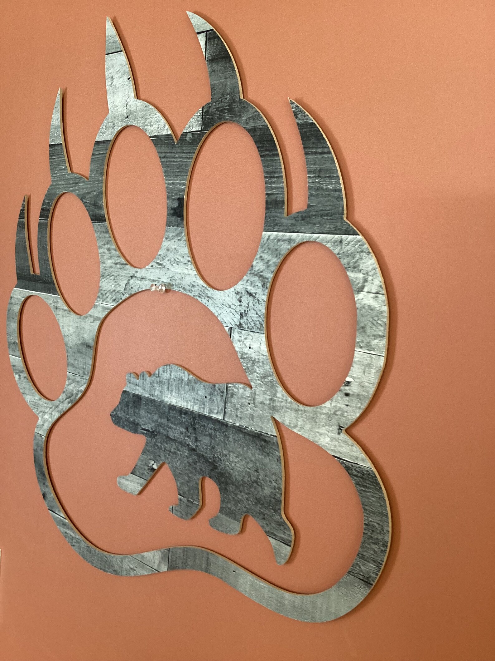Bear Paw Wall Art Bear Paw Cutout Barn Board MDF Bear Etsy