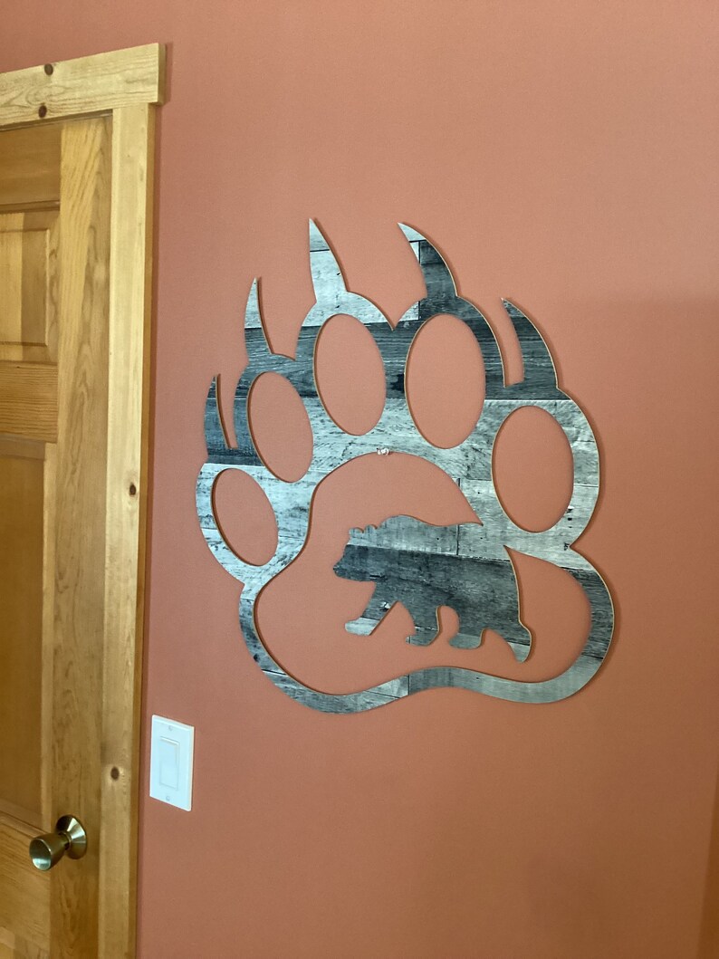 Bear Paw Wall Art Bear Paw Cutout Barn Board MDF Bear Etsy