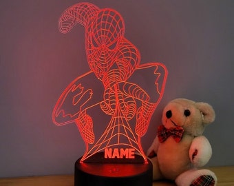 Personalised Spiderman Night Light | Children's Light | Kids Bedroom | Boys Room Night Light | LED Light | Birthday gift |