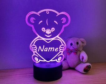 Personalised koala bear night light, Children's Light, Game room, Boys Night Light, LED Light, Boy Girls Night Light, Birthday Active