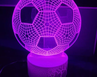 Personalised LED football night light | Remote Controlled Lamp | Footballer Light | 16 Colours | Laser Engraved