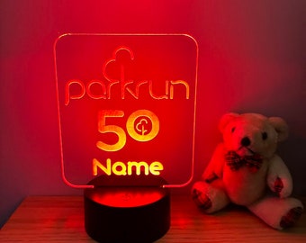 Personalised parkrun 50 night light, , run room, Boys Night Light, LED Light, Boy Girls Night Light, Birthday Active