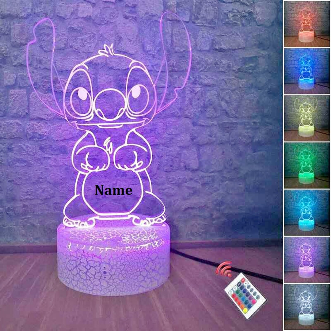 Stitch PERSONALIZED NAME & / or replace OHANA acrylic LED base night light  lamp