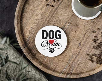 Dog Mum Coasters, Vibrant Drink Coaster Set, Pet Lover Gift