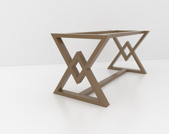 Base per tavolo da pranzo, a forma di diamante. Base per tavolo per mobili realizzata a mano. Prodotto di qualità per piani di tavolo pesanti. Stile moderno e industriale [VTRB84]