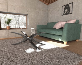 Base de mesa de centro de metal basada en L-40" x W-20" x H-16". Calidad premium, diseñada en California Hecho a mano en Europa [CFNHU105]
