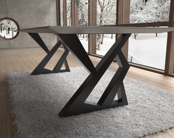 Pieds de table en acier de forme moderne unique pour une déco rustique ou industrielle. Jambes faites à la main avec une qualité supérieure de l'UE. [FLNCP81]