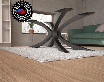 Pieds de meuble faits main - Base de table en métal rustique moderne, design géométrique unique, savoir-faire européen [NNGT187]