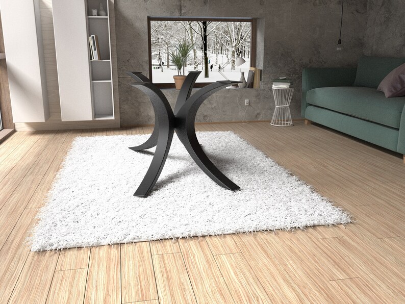 Pied de table en métal de forme unique pour une décoration intérieure moderne, rustique ou industrielle. Produit de qualité supérieure provenant de l'UE. NHU147 image 7
