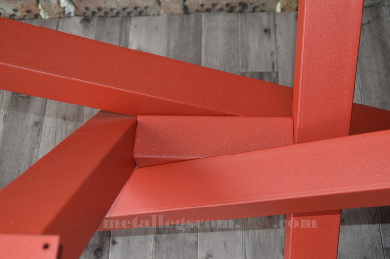 Red spider metal table base central console assemble