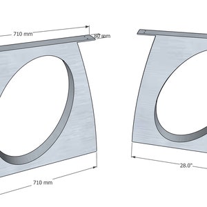 May include: Two metal panels with a circular cutout, each measuring 28 inches by 710 millimeters. The panels have a silver finish and are designed for use as a decorative element.