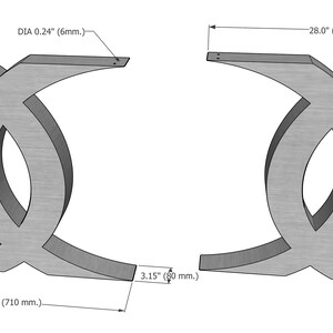 Puede incluir: Un par de patas de mesa de metal con un dise&ntilde;o &uacute;nico, curvo e interconectado. Las patas miden 710 mm de ancho y 80 mm de alto. El metal tiene un di&aacute;metro de 6 mm.