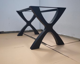 Steel table base designer X shape. Handmade furniture legs with premium quality and free shipping. [TBFLNXX7]