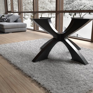 Unique Spider X shape metal table base for heavy round tables. Premium quality product from EU. [TBRFLNDXX8]