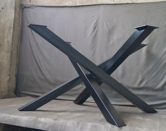 Base de mesa de comedor para mesa redonda. Perfiles de acero cruzados. Base de mesa de araña.  [CCR7713]