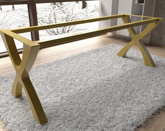 Steel table base designer X shape. Handmade furniture legs with premium quality and free shipping. [TBFLNXX7]