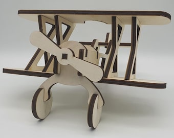 Biplane, wood 6mm thick, file for laser cutting DXF, SVG, PDF, ai, cdr