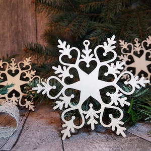 Set of 3 Christmas hanging decoration snowflake for laser cutting, SVG, DXF, AI, Cdr, Pdf