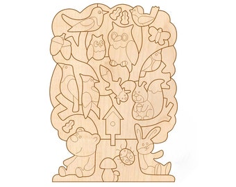 Wooden animal puzzle, digital file for laser cutting, toys for kids, dxf, pdf, svg, ai, CDR